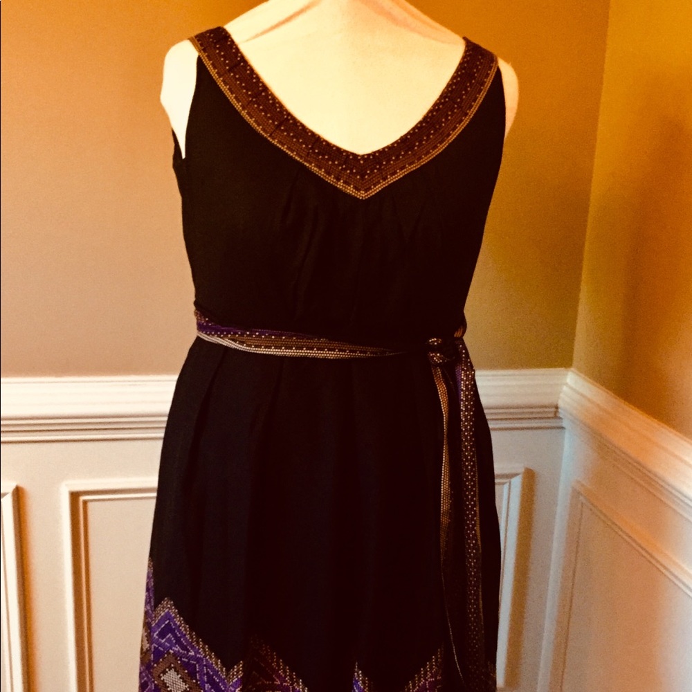 Brown with purple dress and belt size 16